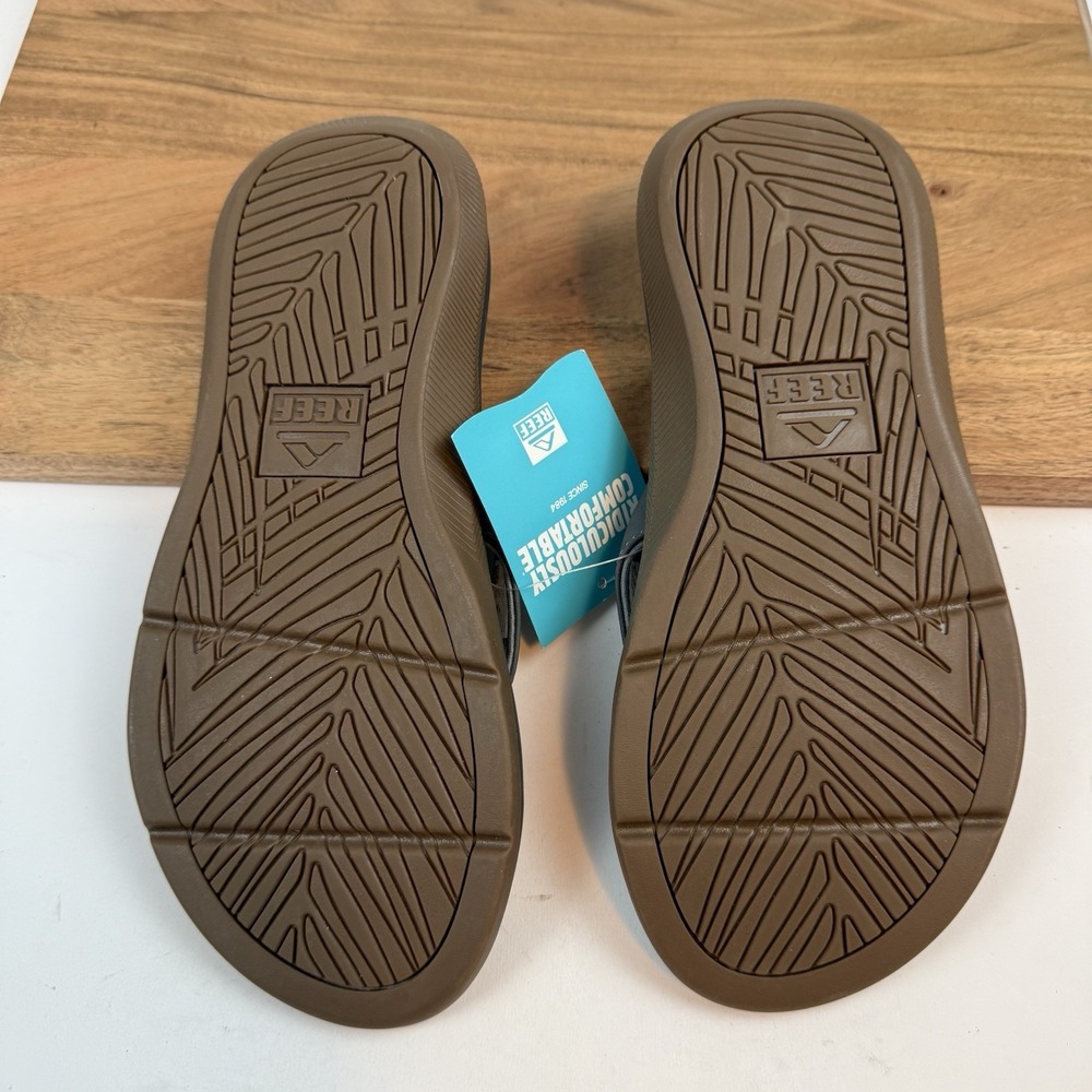 New Mens Reef Santa Ana Grey Casual Slip On Sandals Thong Flip Flops Size 8 D - Picture 6 of 7